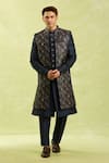 Arihant Rai Sinha_Blue Digital Print Nehru Jacket Set _Online_at_Aza_Fashions