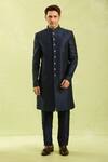Arihant Rai Sinha_Blue Jacquard Art Silk Nehru Jacket Set _Online_at_Aza_Fashions