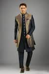 Buy_Arihant Rai Sinha_Blue Jacquard Art Silk Nehru Jacket Set _at_Aza_Fashions