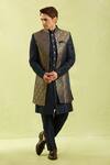 Buy_Arihant Rai Sinha_Blue Jacquard Art Silk Nehru Jacket Set 