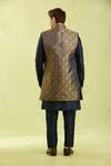 Shop_Arihant Rai Sinha_Blue Jacquard Art Silk Nehru Jacket Set _at_Aza_Fashions