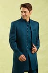 Buy_Arihant Rai Sinha_Blue Silk, Jacquard Embroidery Sherwani Set _Online_at_Aza_Fashions