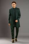 Buy_Arihant Rai Sinha_Green Jacquard Silk 3 Piece Jacket Set _at_Aza_Fashions