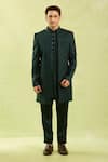Shop_Arihant Rai Sinha_Green Jacquard Silk 3 Piece Jacket Set 