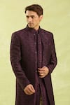 Buy_Arihant Rai Sinha_Wine Pattern Jacquard Silk Sherwani Set 