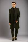 Buy_Arihant Rai Sinha_Black Jacquard Silk Sherwani Set _at_Aza_Fashions