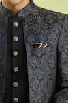 Buy_Arihant Rai Sinha_Blue Jacquard Embroidery Silk Sherwani Set _Online_at_Aza_Fashions