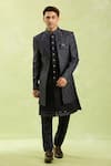 Buy_Arihant Rai Sinha_Blue Jacquard Embroidery Silk Sherwani Set 