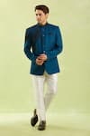 Arihant Rai Sinha_Blue Embroidered Jodhpuri Bandhgala _Online_at_Aza_Fashions