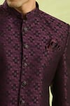 Arihant Rai Sinha_Wine Jacquard Jodhpuri Bandhgala _Online_at_Aza_Fashions