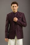 Buy_Arihant Rai Sinha_Wine Jacquard Jodhpuri Bandhgala _at_Aza_Fashions