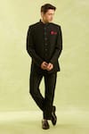 Arihant Rai Sinha_Black Silk Jodhpuri Bandhgala _Online_at_Aza_Fashions