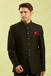 Shop_Arihant Rai Sinha_Black Silk Jodhpuri Bandhgala _Online_at_Aza_Fashions