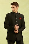 Arihant Rai Sinha_Black Silk Jodhpuri Bandhgala _at_Aza_Fashions