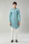Buy_Arihant Rai Sinha_Blue Swad Velvet Sherwani And White Pollo Pant _at_Aza_Fashions