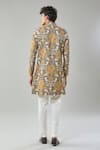 Shop_Arihant Rai Sinha_Brown Floral Print Semi Indo Sherwani Set _at_Aza_Fashions