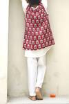 Shop_Petite Pomme_White Cotton Sequins Crimson Dahlia Kurta Set With Bundi _at_Aza_Fashions