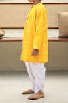 Shop_Petite Pomme_Yellow Cotton Designer Sherwani Set _Online_at_Aza_Fashions