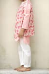 Buy_Petite Pomme_Pink Cotton Sequins Floral Print Kurta Set _Online_at_Aza_Fashions