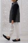 Arihant Rai Sinha_Black Cotton Chevron Kurta Set _Online_at_Aza_Fashions