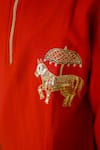 Petite Pomme Red Cotton Embroidery Horse Kurta Set at Aza Fashions Petite Pomme_Red Cotton Embroidery Horse Kurta Set _at_Aza_Fashions