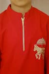 Buy Petite Pomme Red Cotton Embroidery Horse Kurta Set Buy_Petite Pomme_Red Cotton Embroidery Horse Kurta Set