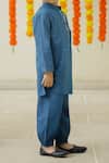 Shop_Petite Pomme_Blue Cotton Embroidery Hand Boys Kurta Set _Online_at_Aza_Fashions