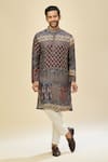 Arihant Rai Sinha_Off White Royal Blue Printed Kurta Set _Online_at_Aza_Fashions