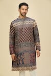 Buy_Arihant Rai Sinha_Off White Royal Blue Printed Kurta Set 