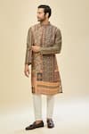 Arihant Rai Sinha_Black Printed Silk Linen Kurta Set _at_Aza_Fashions