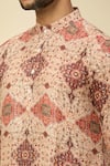 Buy_Arihant Rai Sinha_Red Silk, Linen, Cotton Beige Digital Print Kurta Set 