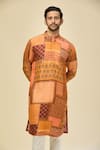 Buy_Arihant Rai Sinha_Mustard Silk, Linen, Cotton Yellow Printed Kurta Set _Online_at_Aza_Fashions