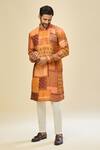 Shop_Arihant Rai Sinha_Mustard Silk, Linen, Cotton Yellow Printed Kurta Set _Online_at_Aza_Fashions
