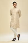 Arihant Rai Sinha_Gold Kanjivaram Silk Kurta Set _at_Aza_Fashions