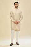 Arihant Rai Sinha_Gold Kanjivaram Silk Kurta Set _at_Aza_Fashions