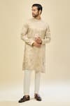 Shop_Arihant Rai Sinha_Gold Kanjivaram Silk Kurta Set _Online_at_Aza_Fashions