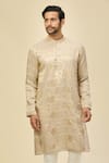 Arihant Rai Sinha_Gold Kanjivaram Silk Kurta Set _at_Aza_Fashions