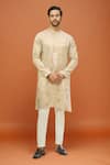 Buy_Arihant Rai Sinha_Gold Kanjivaram Silk Kurta Set _at_Aza_Fashions