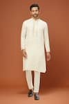 Buy_Arihant Rai Sinha_White Weave Kurta Set _at_Aza_Fashions