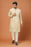 Buy_Arihant Rai Sinha_Beige Katha Embroidered Kurta Set _at_Aza_Fashions