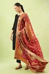 Shop_Samyukta Singhania_Red Woven Banarasi Bandhej Dupatta _at_Aza_Fashions