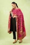 Naintara Bajaj Pink Silk Woven Design Banarasi Bandhej Dupatta Online at Aza Fashions Naintara Bajaj_Pink Silk Woven Design Banarasi Bandhej Dupatta _Online_at_Aza_Fashions
