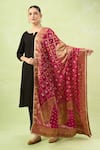 Naintara Bajaj Pink Silk Woven Design Banarasi Bandhej Dupatta at Aza Fashions Naintara Bajaj_Pink Silk Woven Design Banarasi Bandhej Dupatta _at_Aza_Fashions