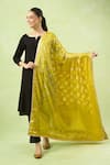 Shop_Samyukta Singhania_Yellow Woven Design Banarasi Bandhej Dupatta _at_Aza_Fashions