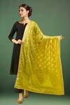 Buy_Samyukta Singhania_Yellow Woven Design Banarasi Bandhej Dupatta _at_Aza_Fashions