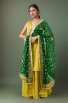 Buy_Samyukta Singhania_Green Embroidered Bandhani Dupatta With Gotta Patti_at_Aza_Fashions