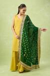 Shop_Samyukta Singhania_Green Embroidered Bandhani Dupatta With Gotta Patti_at_Aza_Fashions