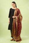 Buy_Samyukta Singhania_Maroon Silk Zari Woven Design Banarasi Bandhej Dupatta _Online_at_Aza_Fashions