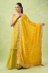 Shop_Samyukta Singhania_Yellow Embroidered Bandhani Dupatta_at_Aza_Fashions