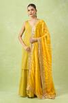 Samyukta Singhania_Yellow Embroidered Bandhani Dupatta_Online_at_Aza_Fashions